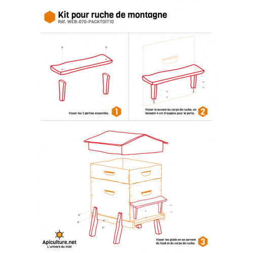 Auvent pour ruche chalet 12 cadres