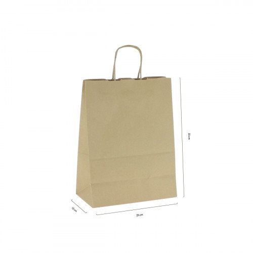 250 Sacs en papier kraft brun lisse H33x25x12cm