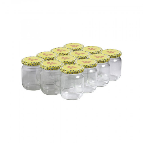 12 pots verre 250 g (228 ml) avec couvercles TO63