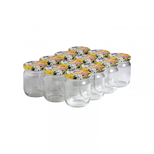 12 pots verre 250 g (228 ml) avec couvercles TO63