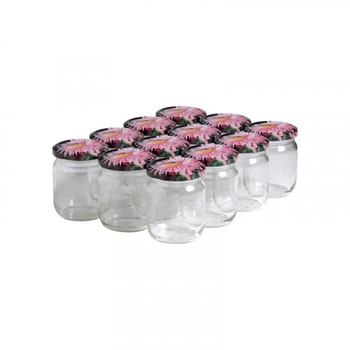 12 pots verre 250 g (228 ml) avec couvercles TO63