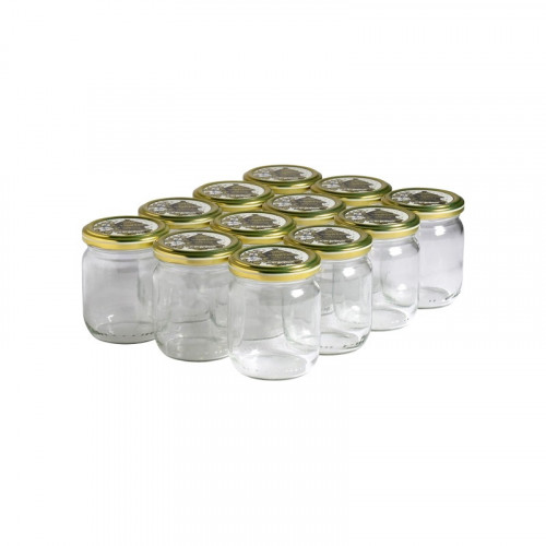 12 pots verre 250 g (228 ml) avec couvercles TO63